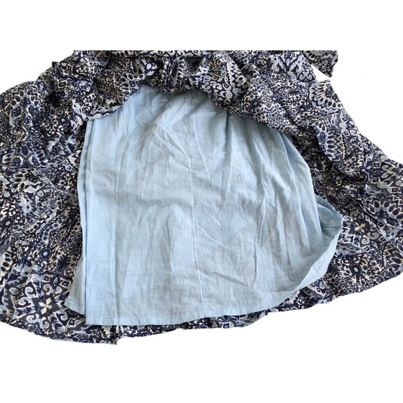 NWT Lucky Brand Tiered Bohemian Maxi Dress Blue Women’s Button Down Tie Waist S - Picture 11 of 13